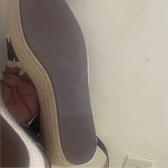 Cato Black and Cream Espadrille Wedges - Picture 2 of 4
